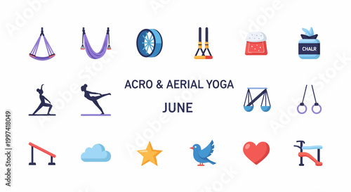 Woman practices aerial yoga swing outdoors.