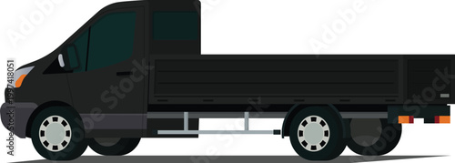 Pickup van angled rear side view illustration
