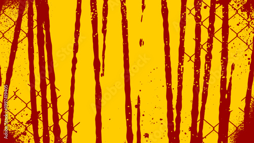 Yellow grunge abstract background with black hand drawn scratch lines. Edgy urban texture for modern streetwear and music posters featuring rough artistic brush strokes and bold aesthetic style.