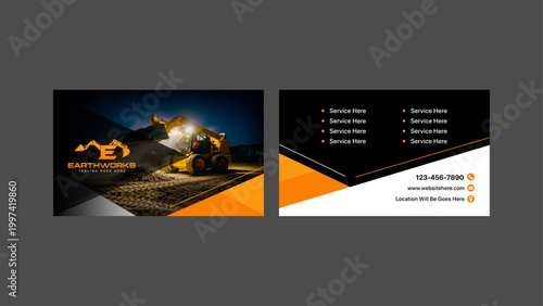 Earthworks Business Card Design - Excavation Business Card Design