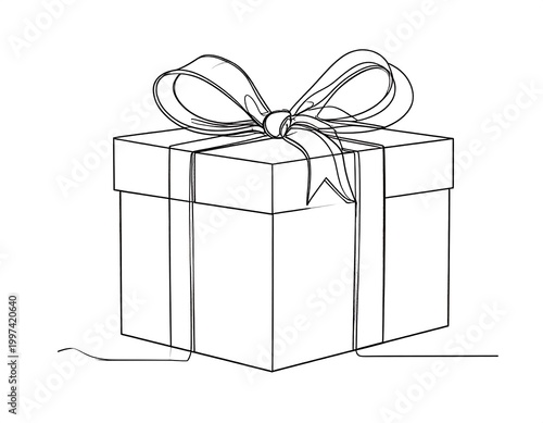 Single line drawing of a gift box (1)