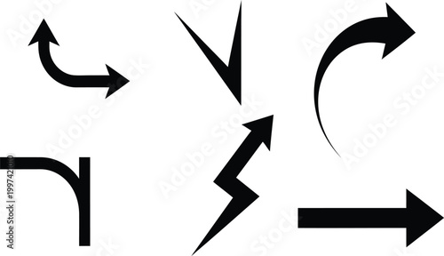 Collection of black arrow symbols indicating various directions