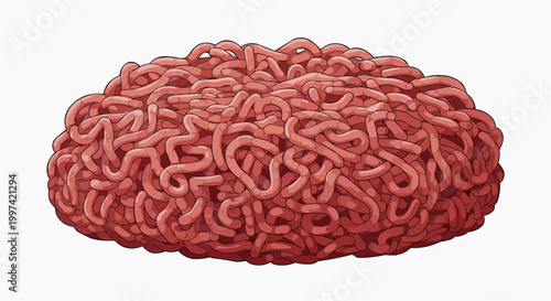 Vector illustration of a large pile of raw ground meat