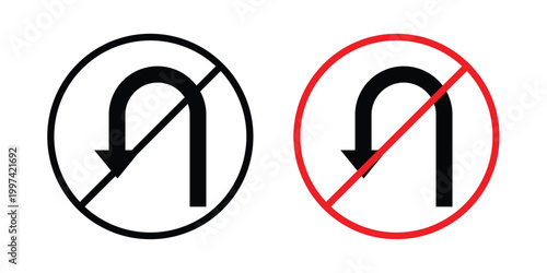 No u turn road sign - vector illustration eps10