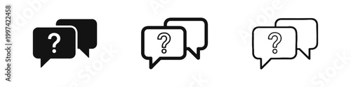 Customer Support and FAQ Icon Set with Question Mark Speech Bubbles