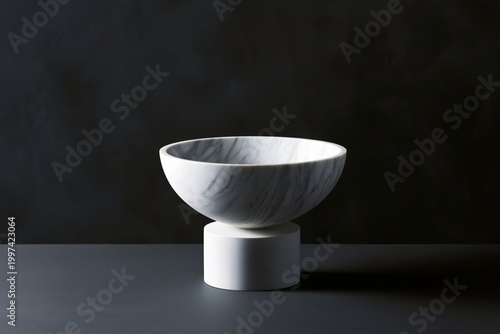 Marble Bowl on a Pedestal With Dark Background and Simple Design