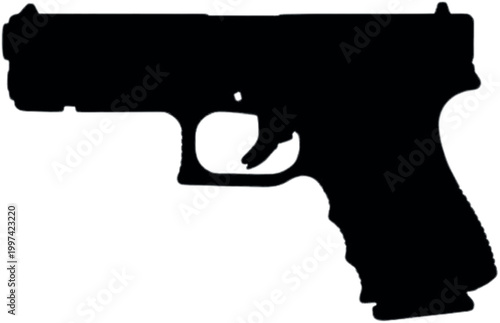 Semi-Automatic Pistol Solid Silhouette Vector – Clean Black Shape Minimal Isolated Design