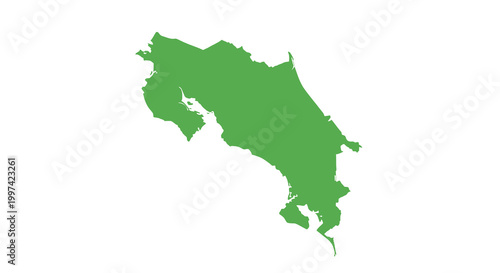 A vibrant green silhouette depicts the geographical shape of costa rica central america high quality professional detailed modern