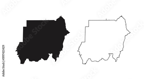 A stark visual comparison presents the niger country outline in both filled black and hollow white forms