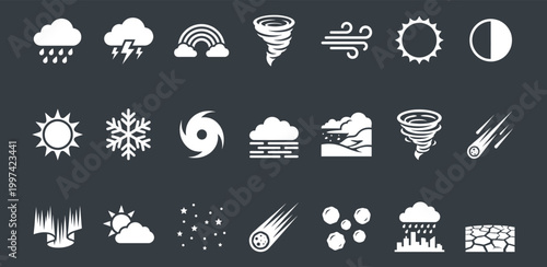 Minimalist weather icon set for climate forecasting and mobile application design