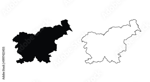 A comparative depiction of slovenia s geographical outline a filled and outlined representation high quality professional detailed modern