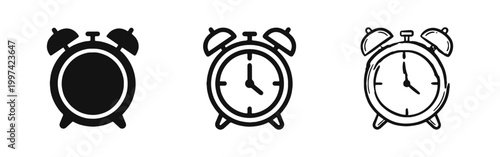 Retro Alarm Clock Icons Set for Time and Morning Concept