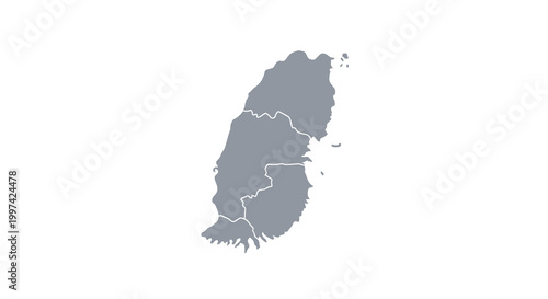 A grayscale map depicts the island nation of saint kitts and nevis including surrounding smaller islands high quality