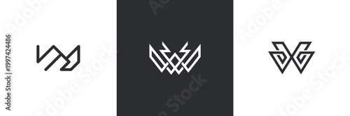 W alphabet letter vector symbol logo. Set of abstract initial letters w monogram logo template, icon for business