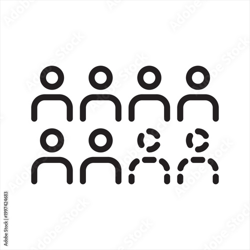 Company Downsizing Stress Line Icon - Corporate Layoff Anxiety