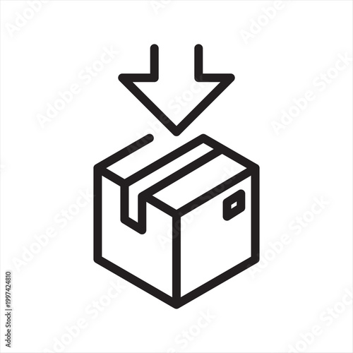 Packing Box Line Icon - Job Exit Symbol