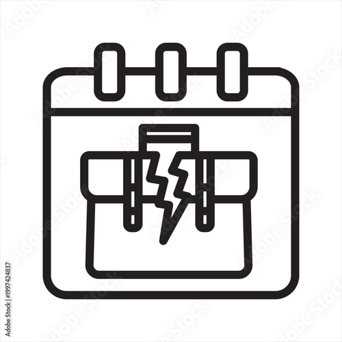 Contract Countdown Line Icon - Employment Deadline Anxiety