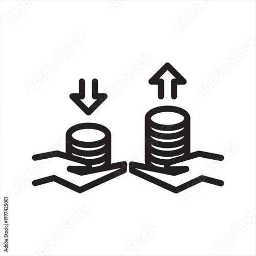 Irregular Paycheck Stress Line Icon - Income Instability Anxiety