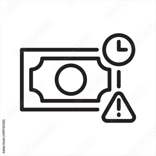 Late Salary Anxiety Line Icon - Delayed Payment Stress
