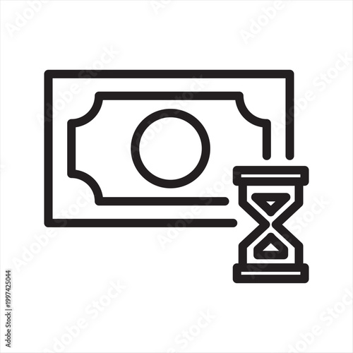 Late Salary Anxiety Line Icon - Delayed Payment Stress