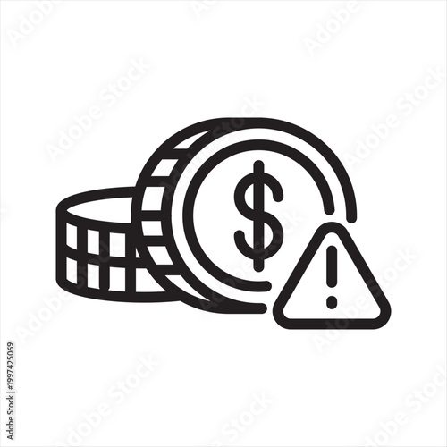 Late Salary Anxiety Line Icon - Delayed Payment Stress
