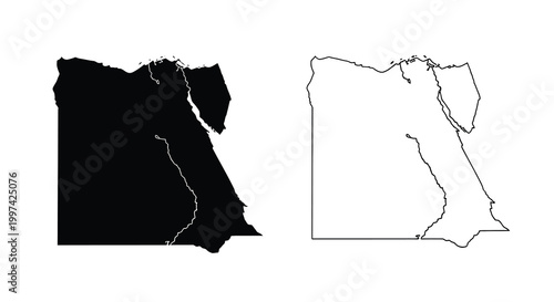 A contrasting depiction of egypt s geographical outline one solid black the other a white contour high quality
