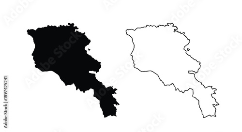 A stark comparison of armenia s geographical outline presented in contrasting black and white silhouettes high quality professional