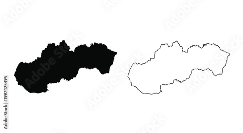 Canvas Print A depiction of slovakia s geographical outline is presented in both filled black