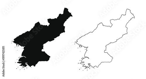 A stark visual comparison of north and south korea s geographical outlines showcasing their distinct shapes high quality