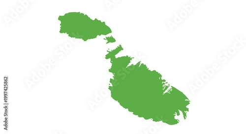 A simple solid green map depicting the island nation of malta with its distinct shape high quality professional
