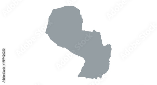 A grayscale silhouette depicts the geographical outline of the south american country of paraguay high quality professional detailed