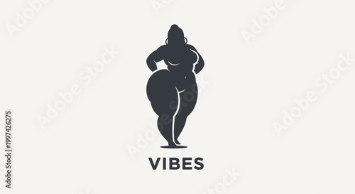 Silhouette of a Confident Woman with the Word Vibes Below.