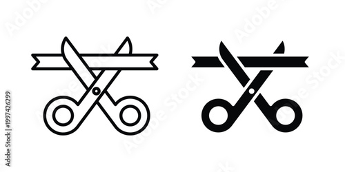 Scissors cutting ribbon icon - vector illustration eps10