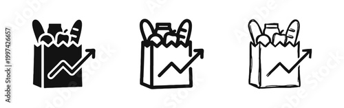 Food Price Inflation and Rising Grocery Cost Icon Set