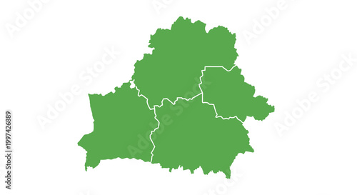 A vibrant green map depicts the country of belarus showcasing its geographical boundaries and internal regions high quality