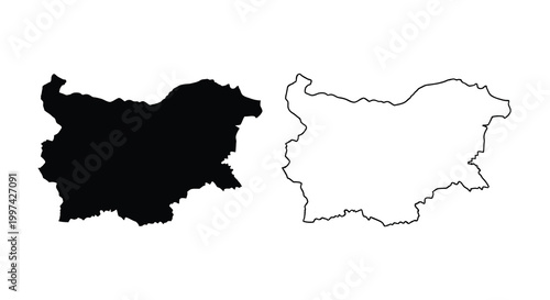 A visual comparison of north macedonia s outline a filled black shape alongside its white contour high quality