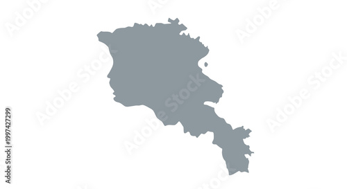 A grayscale silhouette depicts the geographical shape of the country of armenia a landlocked nation high quality professional