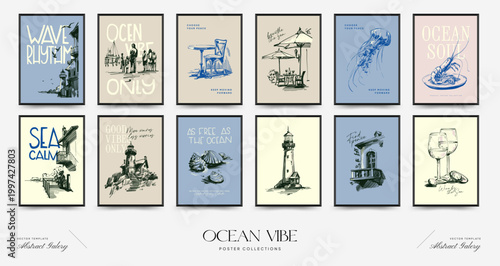 Ocean Poster Set Coastal Wall Art Collection Beach Printable Decor