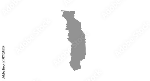 A grayscale outline depicts the elongated geographical shape of lesotho a southern african nation high quality professional detailed