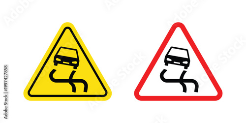 Slippery road sign - vector illustration eps10