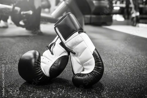 Boxing Gloves on the Gym Floor After a Training Session on a Weekday Morning