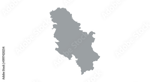 A grayscale silhouette depicts the geographical outline of kosovo showcasing its borders and landmass high quality professional detailed