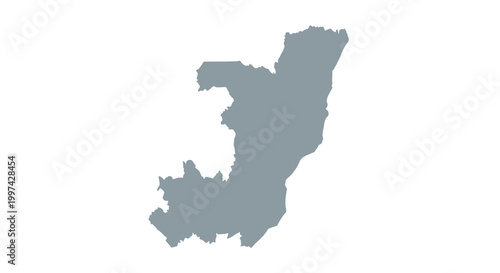 A grayscale silhouette map of the african nation of lesotho showing its irregular boundaries high quality professional detailed