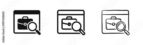 Online Job Search Career Hunting and Professional Search Icon Set