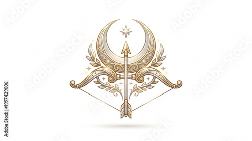 Artemis Goddess Symbol Clipart Isolated on White Background