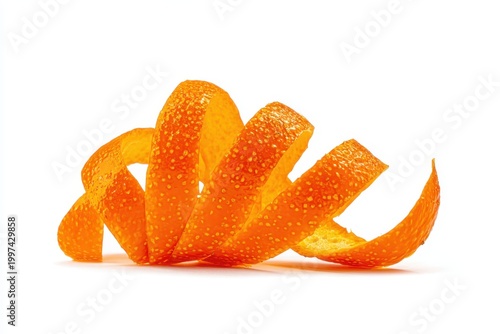 spiral orange peel isolated on white background