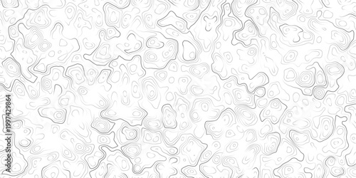 Abstract topographic map contours illustration with wavy lines and shapes on white background
