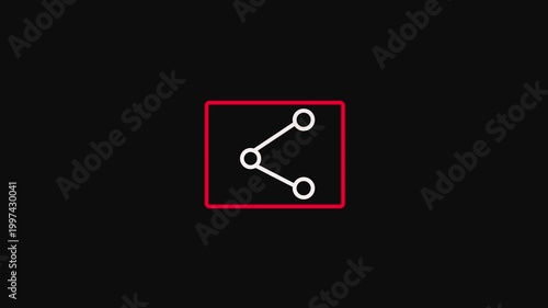 Networking concept. WHITE and red line icon animation on transparent background social media connection concept sign. Share icon