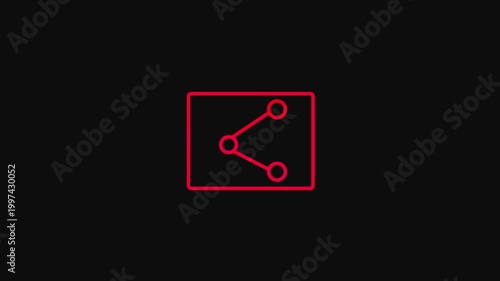 Networking concept. red line icon animation on transparent background. social media connection concept sign. Share icon