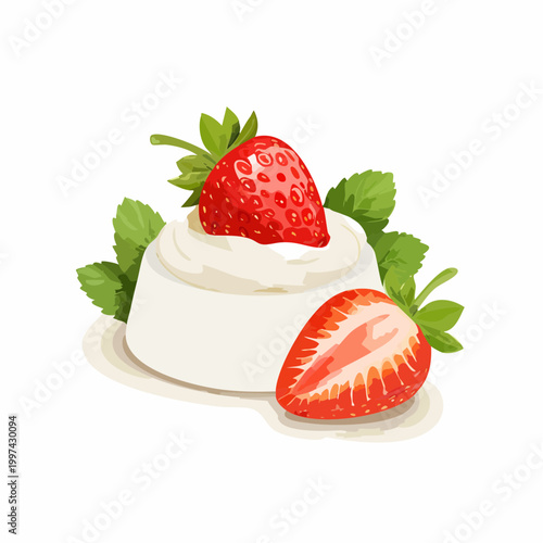 Vanillequark mit frischen Erdbeeren leicht und elegant angerichtet